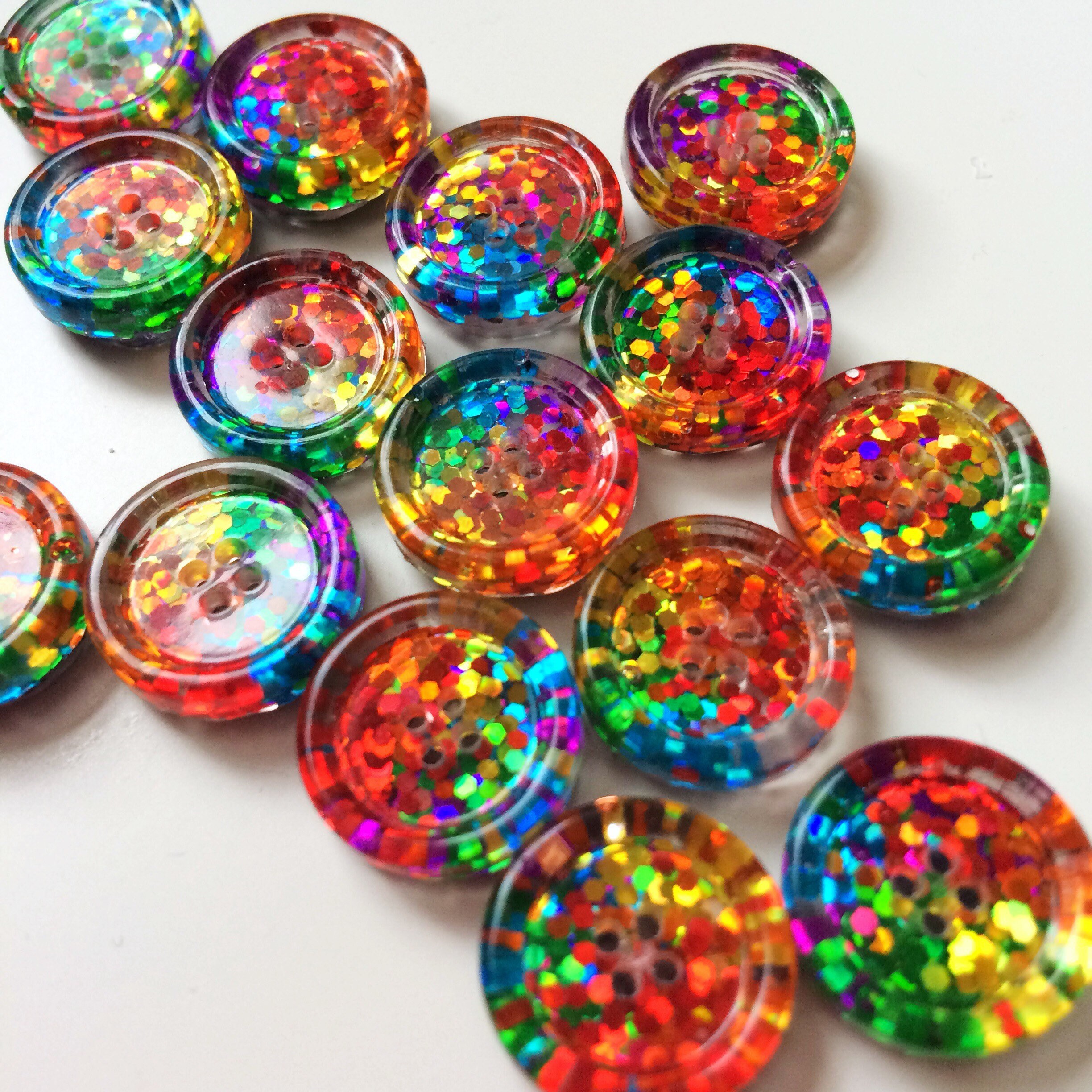 Classic rainbow stripe glitter resin button 50mm 35mm 30mm Etsy