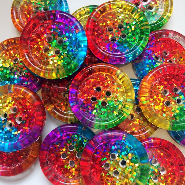 Classic rainbow wheel glitter resin button 50mm 30mm 21mm 15mm