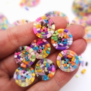 Sprinkles Candy sweets rainbow multi coloured handmade resin BUTTONS 15mm 21mm 30mm 35mm 50mm image 7