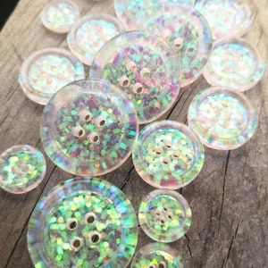 The Aurora. Iridescent magical fairy mermaid colour shifting handmade glitter buttons 15mm 21mm 30mm 35mm 50mm image 4