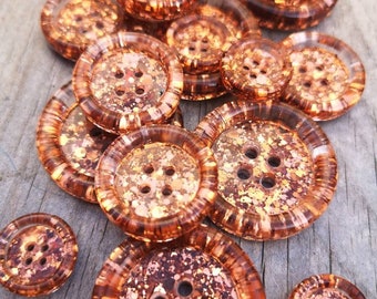 Shimmering copper handmade metallic glitter buttons - 15mm 21mm 30mm 35mm 50mm