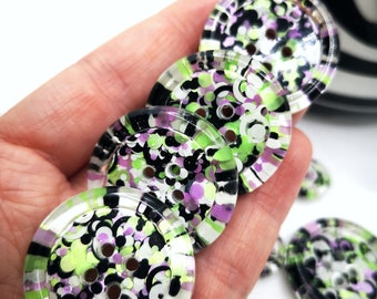 The Eerie and Drearie button - Halloween goth spooky - green monochrome purple - handmade BUTTONS 15mm 21mm 30mm 35mm 50mm