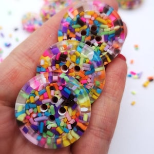 Sprinkles Candy sweets rainbow multi coloured handmade resin BUTTONS 15mm 21mm 30mm 35mm 50mm image 5