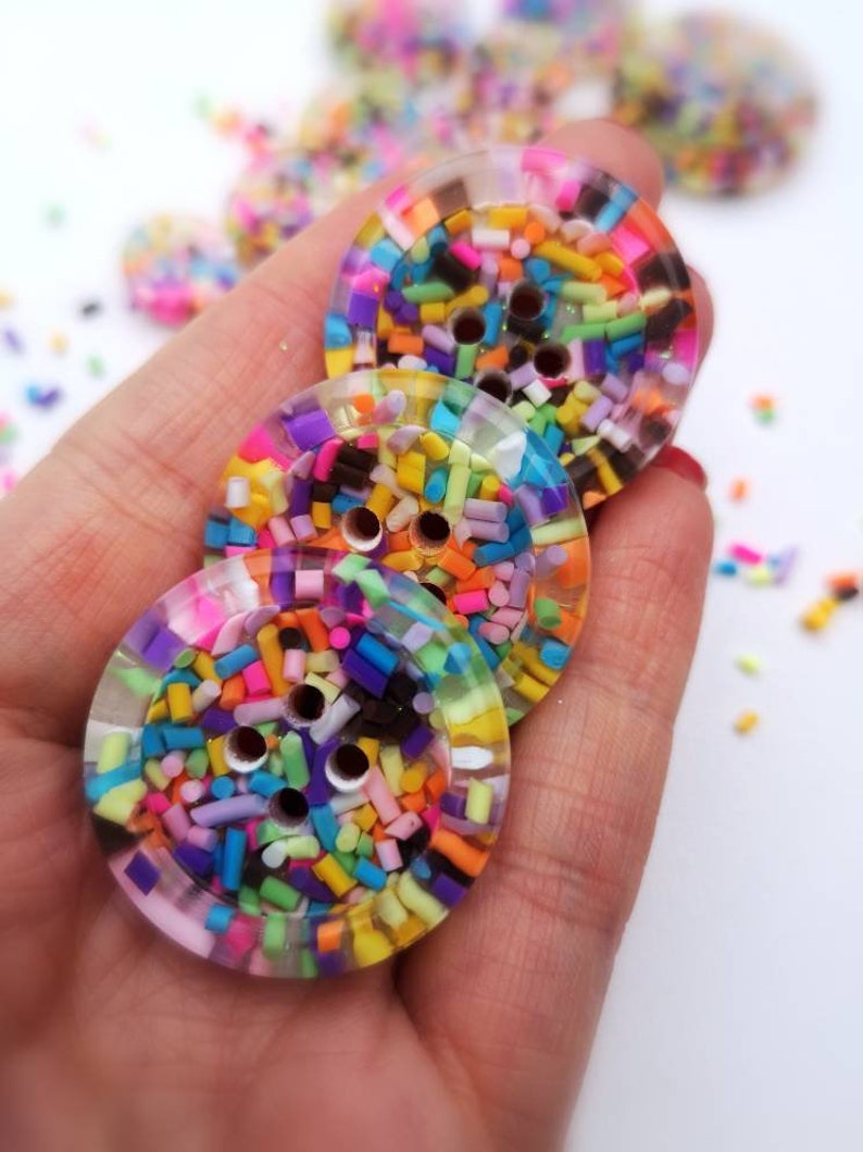 Sprinkles Candy sweets rainbow multi coloured handmade resin BUTTONS 15mm 21mm 30mm 35mm 50mm image 5