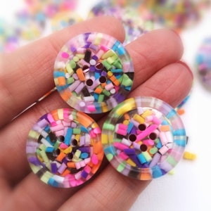 Sprinkles Candy sweets rainbow multi coloured handmade resin BUTTONS 15mm 21mm 30mm 35mm 50mm image 6