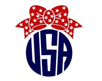 USA SVG Bow Monogram SVG United States svg bow svg Commercial Use Cricut Files Silhouette Files Digital Cut Files Circle Monogram svg