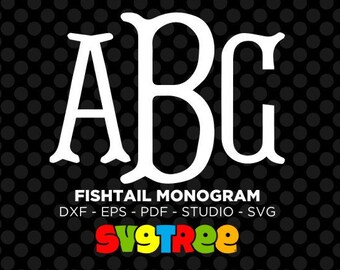 Fishtail Monogram SVG, Monogram Letters SVG, Monogram Alphabet SVG, Fishtail svg, Files for Cricut, Files for Silhouette, Fishtail Font