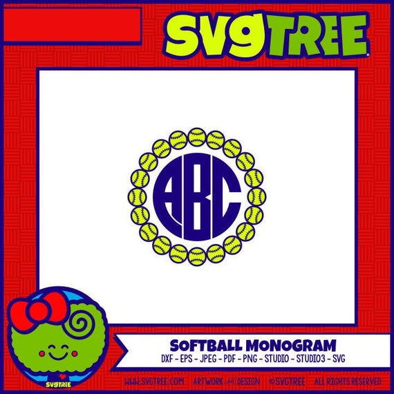 Download Softball Svg Softball Monogram Svg Softball Decor Monogram Svg Etsy
