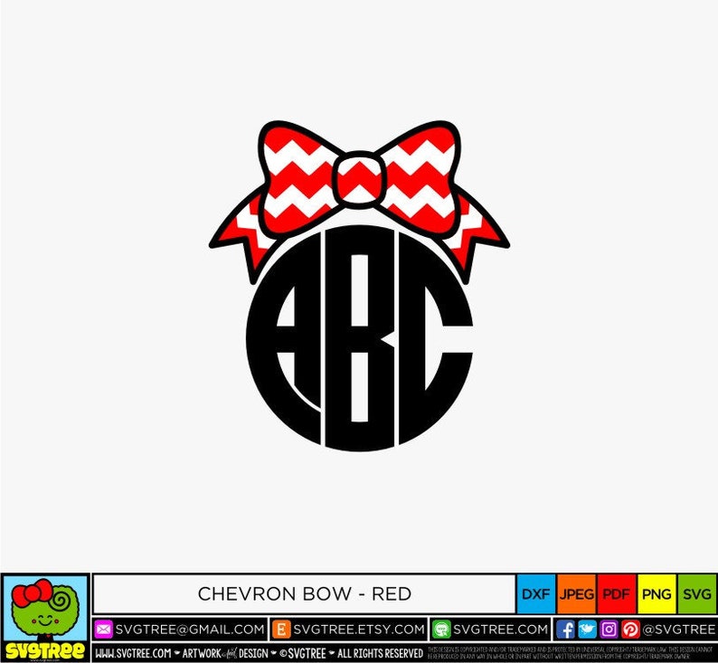 Bow Monogram SVG Chevron Bow SVG Preppy Monogram SVG Monogram Etsy