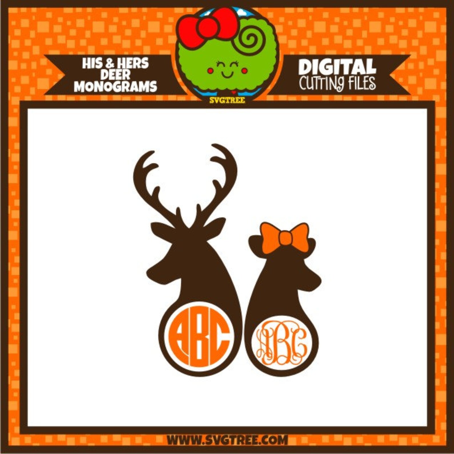 Download Deer Antler SVG Deer Antler Monogram SVG Circle Monogram SVG | Etsy