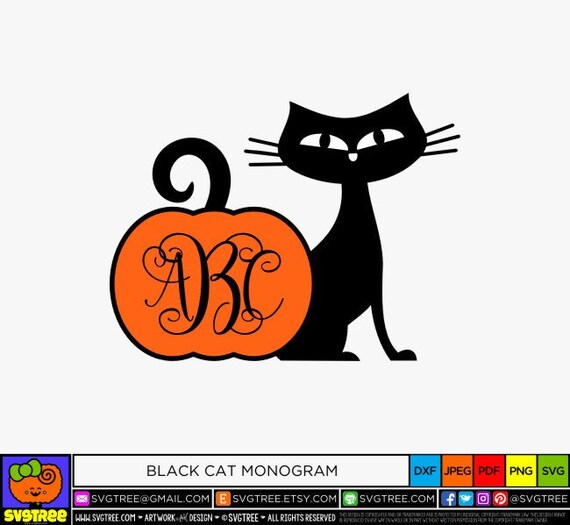 Download Black Cat SVG Black Cat Monogram SVG Halloween Monogram ...