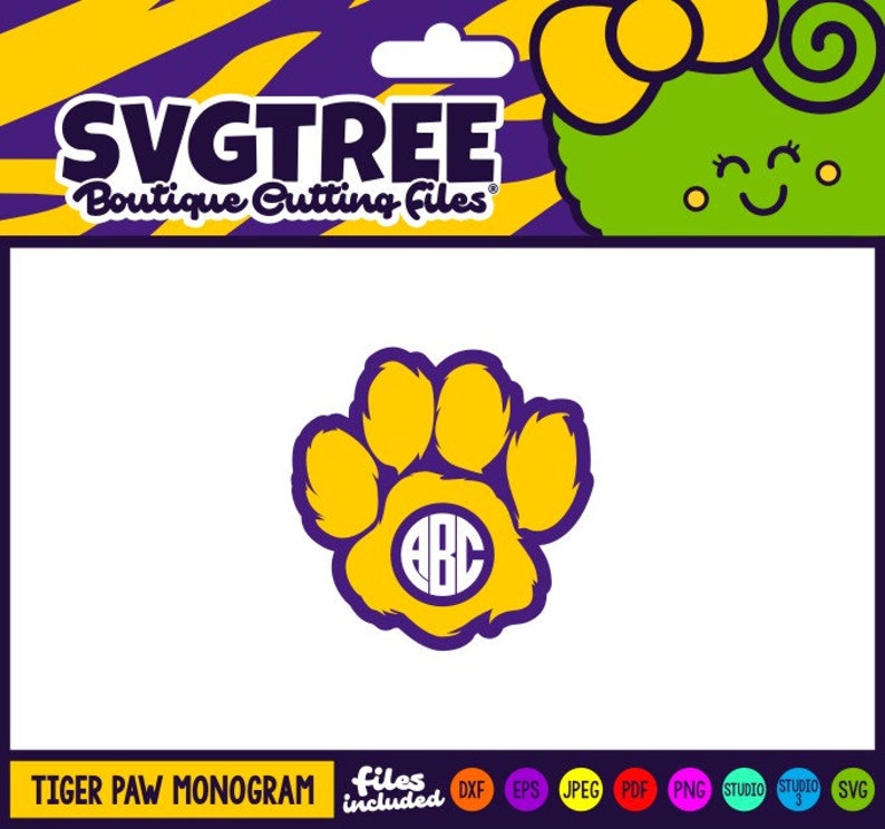 Download Tiger Paw SVG Paw Print Monogram Paw Print SVG tiger svg | Etsy