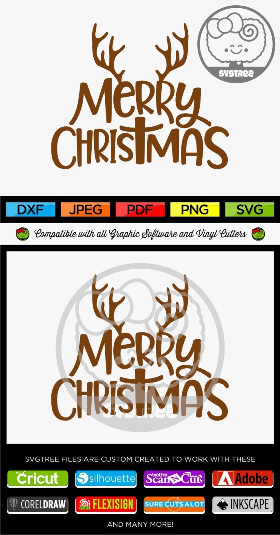 Download Merry Christmas Antlers SVG Deer Antlers SVG Cricut Files ...