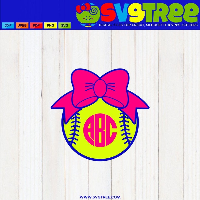 Download Softball SVG Softball Monogram SVG Bow Monogram SVG Cricut | Etsy