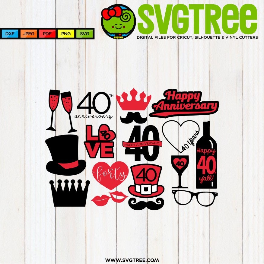 Download 40th Anniversary Photo Booth Props Anniversary SVG Wedding SVG | Etsy