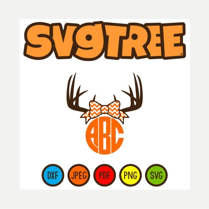 Deer Antler Svg Deer Antler Monogram Svg Southern Monogram Svg Etsy