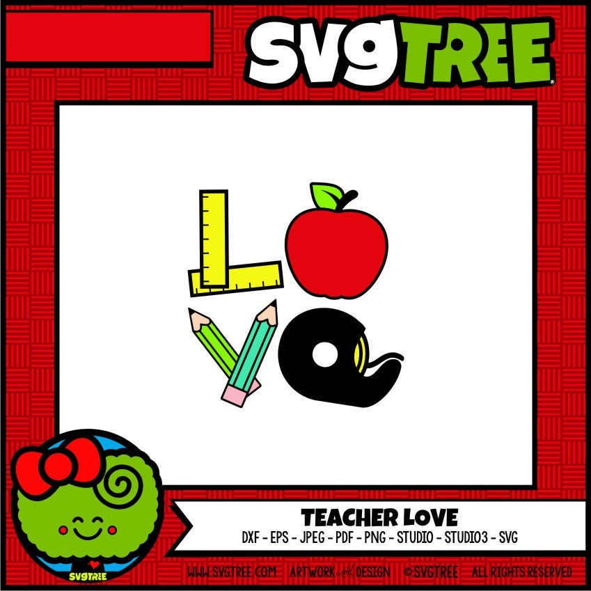 Download Teacher SVG Teacher Love SVG Apple svg Back to School SVG | Etsy