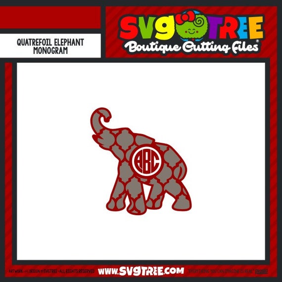 Elephant Monogram Svg Quatrefoil Svg Elephant Svg Commercial Etsy