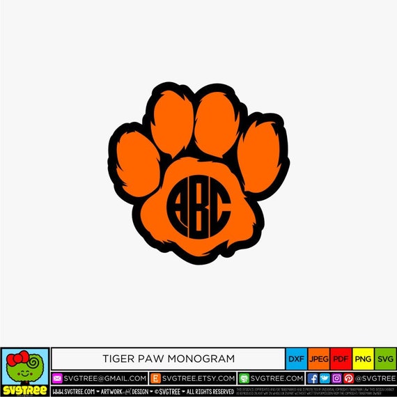 Download Tiger Paw SVG Paw Print SVG Monogram SVG Paw Print ...