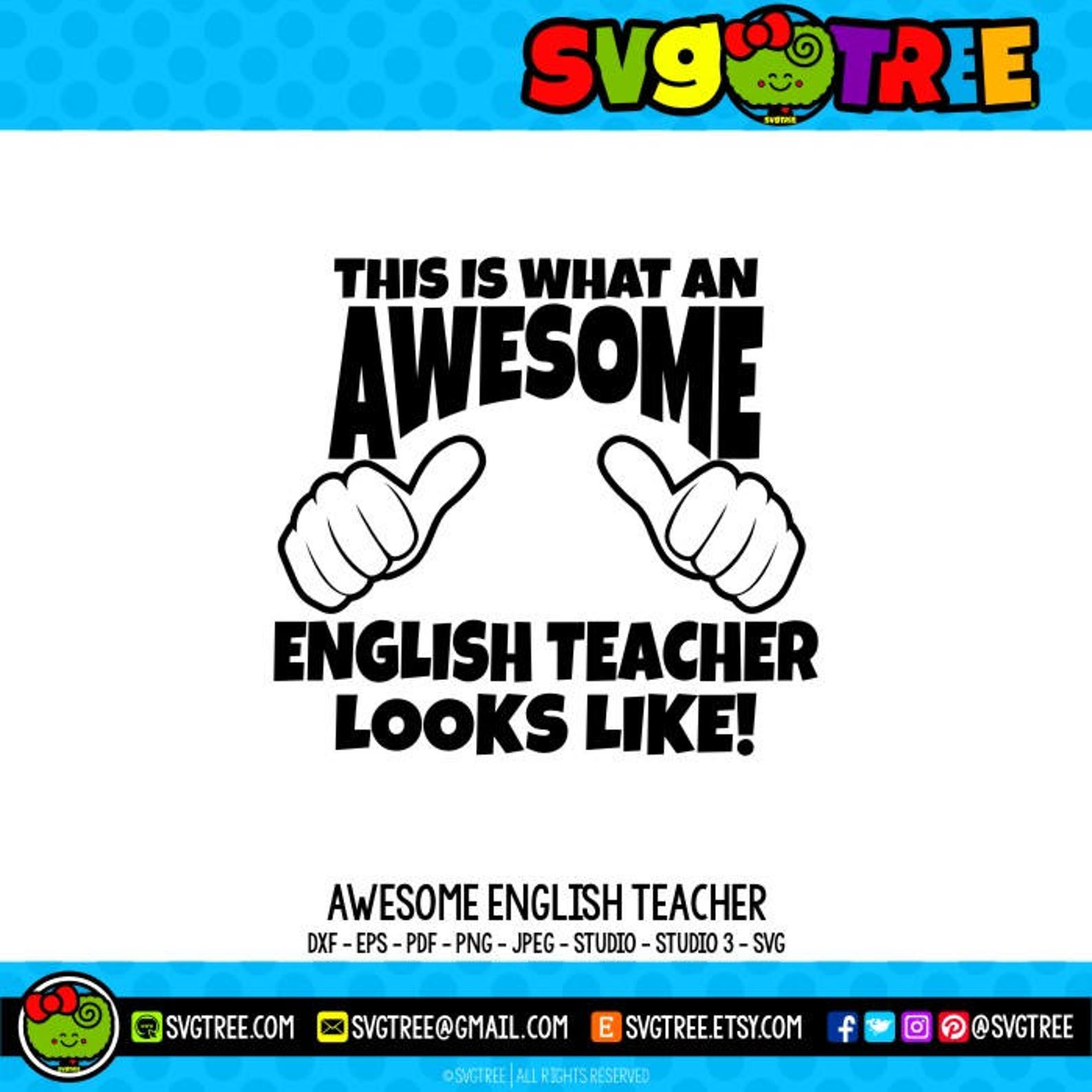 English Teacher Awesome Teacher SVG Teacher Shirt SVG Thumbs | Etsy