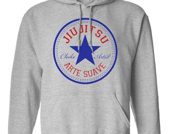 Men's Hooded Brazilian Jiu Jitsu Arte Suave Choke Artsit Screen Print Hoodie