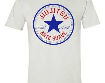 Men's Tshirt Brazilian Jiu Jitsu Arte Suave Choke Artist Screen Print Tee