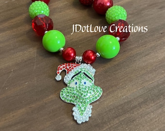 A little Grinchie Chunky Bead Necklace