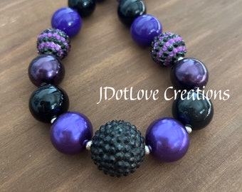 Purple and Black Chunky Bead Necklace