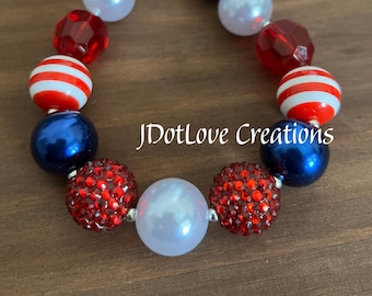 Patriotic Chunky Bead Necklace