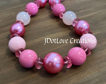 Jeweled Pink Dot Chunky Bead Necklace