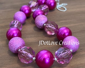 Hot Pink Chunky Bead Necklace