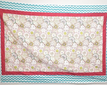 Boho Mandala Quilt – Vibrant Handmade Throw Blanket – Cottagecore Home Decor – Colorful Twin Quilt – One of a Kind