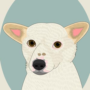 Custom Hand-Drawn Pet Portrait, Modern Retro Style, Pet Memorial Keepsake, Minimalist Dog Art