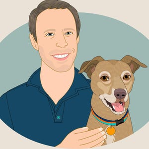 Quirky Dog Parent Portrait, Custom Portrait for Pet Owner, Minimalist Vector Illustration