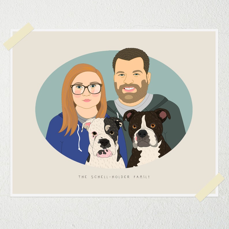 Décoration d'intérieur unique. Cadeau pour ami propriétaire d'animal de compagnie. Portrait personnalisé. Portrait de couple personnalisé avec 2 animaux de compagnie, cadeau pour petit ami ou petite amie. image 8