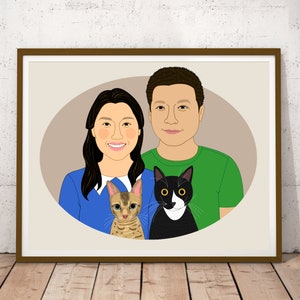 Unique Home decoration. Personalized Wall Art. Personalized couple portrait with 2 dogs. Wedding or Anniversary gift. image 10