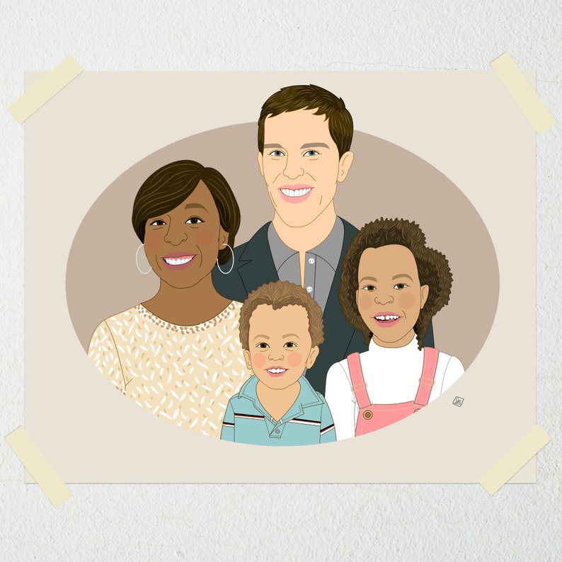 Personalized Family Illustration With a Pet. Gift for Father's Day. Gift For Dad. Family Portrait Illustration with pet. image 4