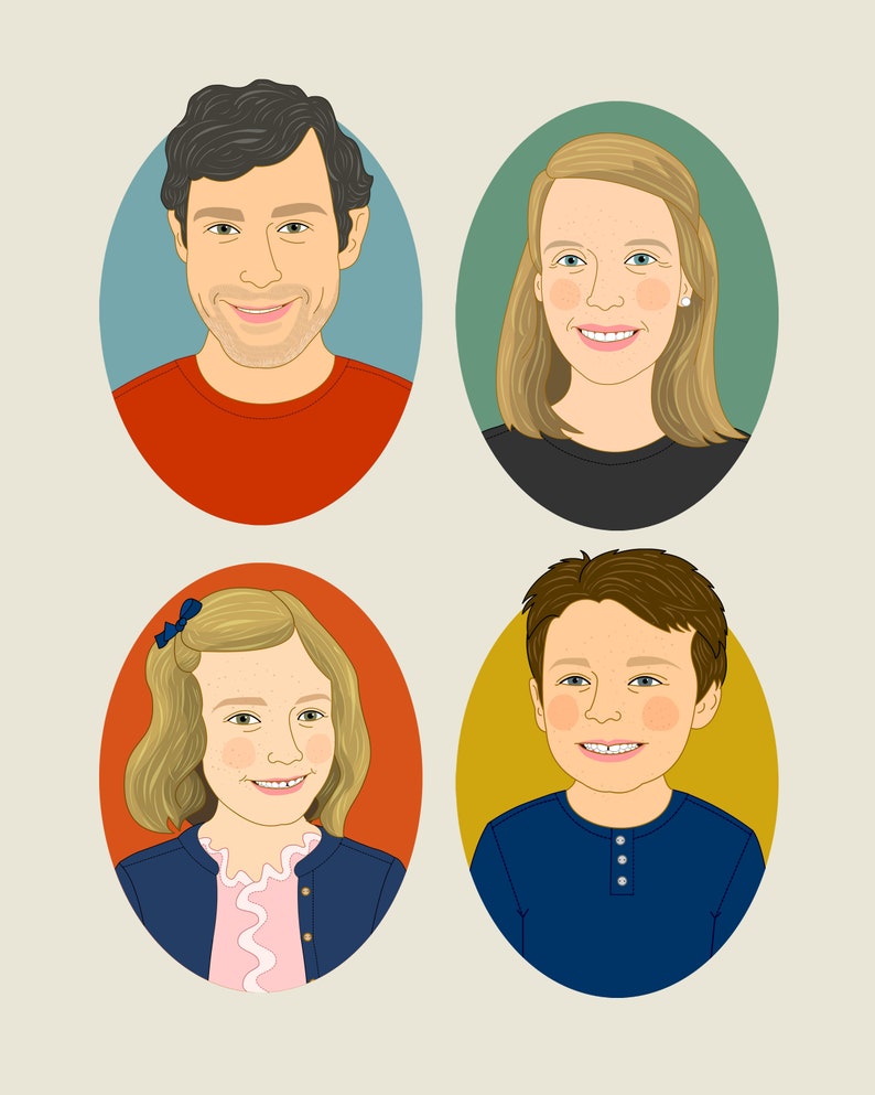 Custom Family portrait Digital drawing Personalized Family ... Custom Family portrait Digital drawing Personalized Family ...