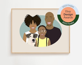 Family Portrait, Minimalist Style, Gift for Parents or Grandparents, Digital File or Print