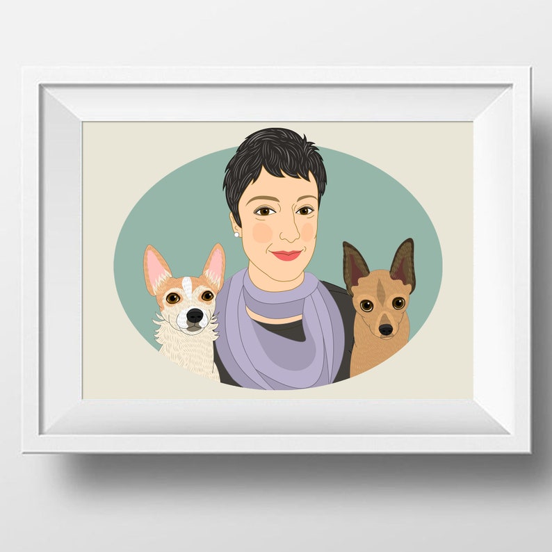 Birthday Gift For Dog Mom Gift For Animal Lovers Individual Pet Owner Portrait Animal Lover Portrait Gift For Dog or Cat Lovers image 8