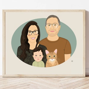 Personalized Family Illustration With a Pet. Gift for Father's Day. Gift For Dad. Family Portrait Illustration with pet. image 8