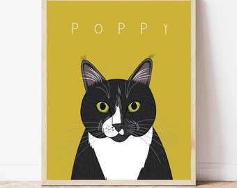 Custom Cat Portrait. Cat Drawing. Cat Illustration. Portrait From Photo. Cat memorial. Pet Portait. Cat Wall Art. Cat Home Decoration.