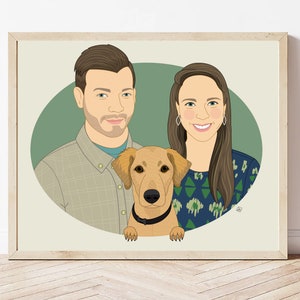 Personalized Couples Portrait With Pet, Wedding or Anniversary Gift For Her/Him Portrait From Photo. image 9