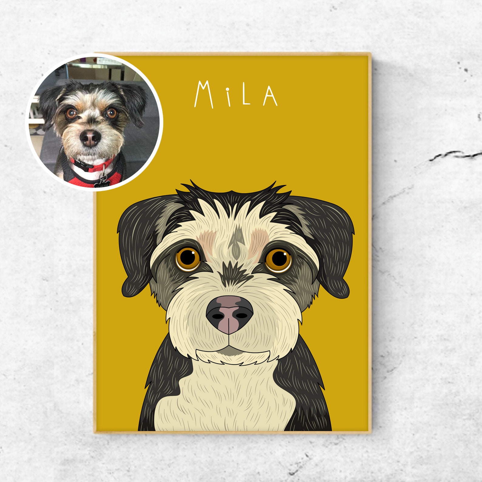 Dog portrait. Dog Memorial Gift. Dog art. Personalized Wall | Etsy