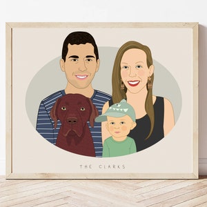 Personalized Family Portrait of 4. Custom Family Portrait. Digital Drawing From Photo. image 10