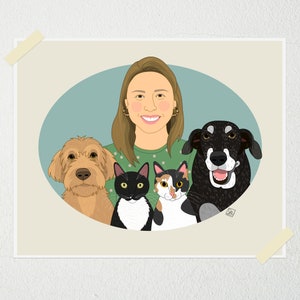 Birthday Gift For Dog Mom Gift For Animal Lovers Individual Pet Owner Portrait Animal Lover Portrait Gift For Dog or Cat Lovers image 6