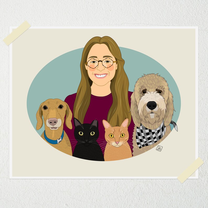 Birthday Gift For Dog Mom Gift For Animal Lovers Individual Pet Owner Portrait Animal Lover Portrait Gift For Dog or Cat Lovers image 4