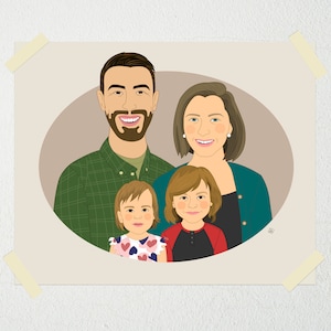 Custom Family Portrait Illustration From Photos. Dog and Cat Lover Family Portraits. Anniversary or Birthday Gift. image 4