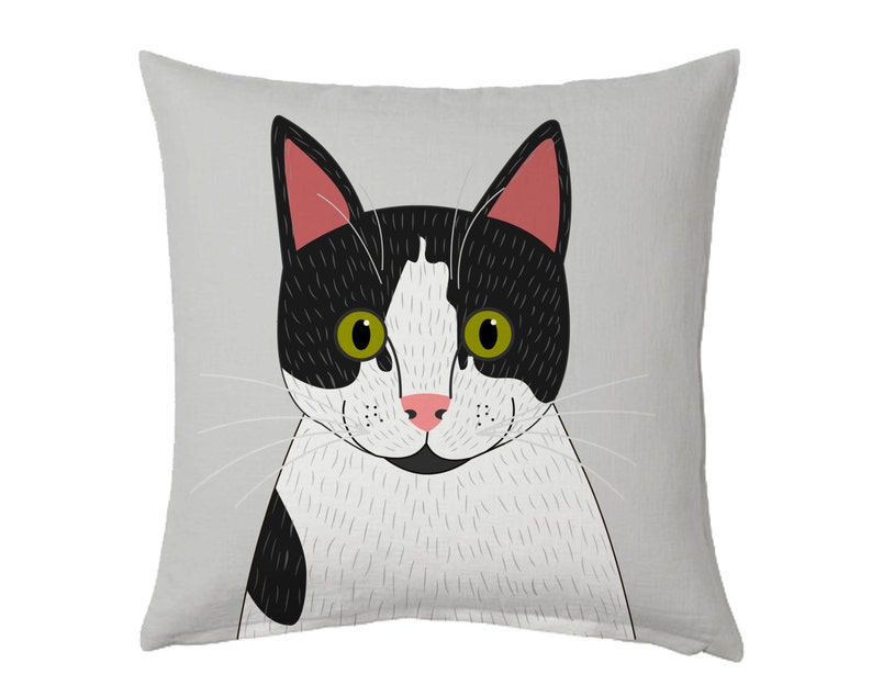 Cat Pillow Cat Memorial Pillow Cat Cushion Cat Drawing Etsy