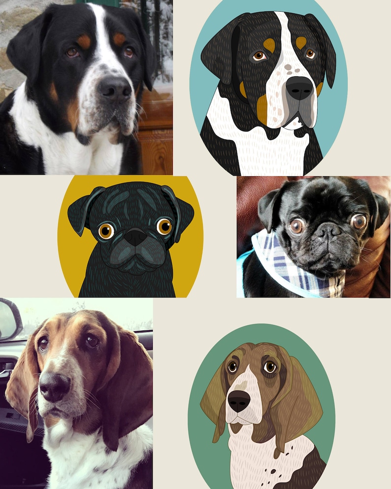 Custom dog portrait. Pet Memorial Gift. Pet loss gift. Personalized Pet Illustration. image 10